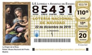 Décimo ganador lotería Navidad 2019