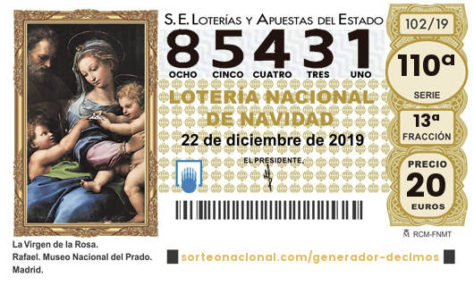 Imagen del Décimo ganador lotería Navidad 2019