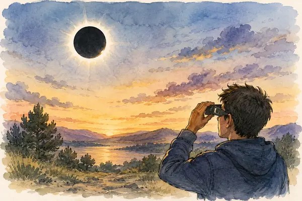 Ilustración de Cómo ver mejor el eclipse solar de 2026: guía para observarlo Cómo ver mejor el eclipse solar de 2026: guía para observarlo