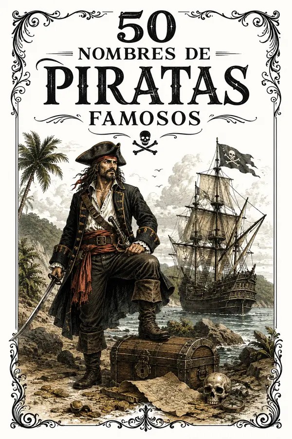 Ilustración de nombres de piratas famosos Nombres de piratas famosos
